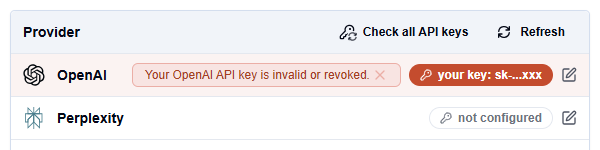 Invalid API keys