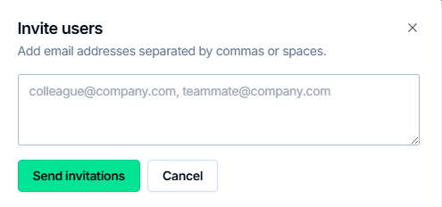 Invite users dialog