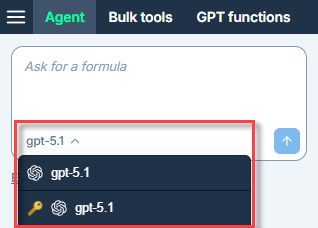 Select the Agent model in the model switcher