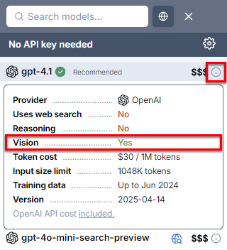 Select a vision model