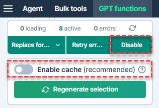 GPT formulas are not disabled and caching is disabled