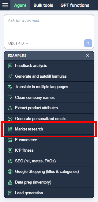 Selecting a built-in Agent example