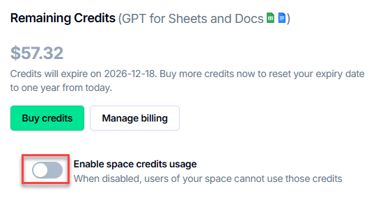 Turning usage off for the GPT for Work space