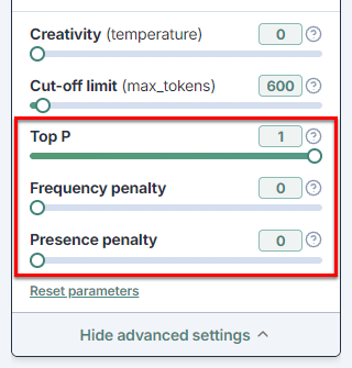Advanced settings