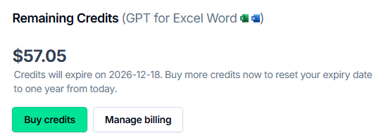 Buy credits button in the Remaining credits section
