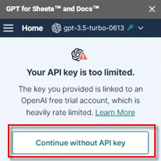 Clear API key option in sidebar