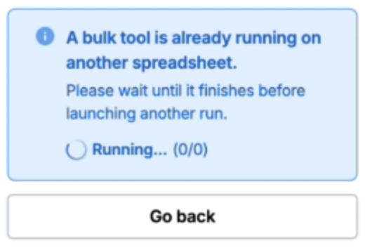 System error notification in bulk tools sidebar