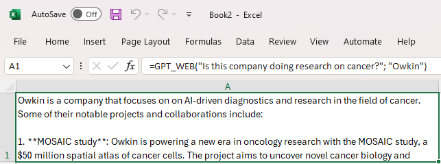 GPT_WEB function in GPT for Excel