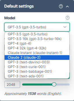 Model list filtered by available API keys