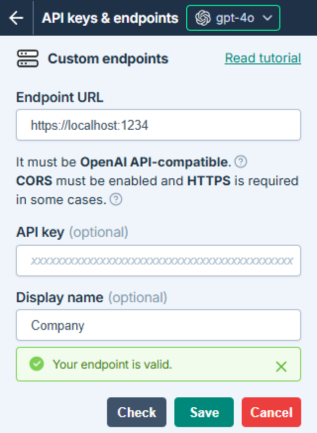 Custom endpoints