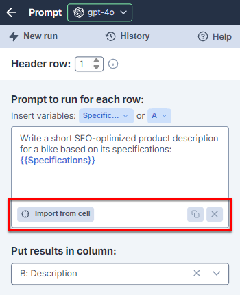 New text input controls in the Custom prompt bulk tool