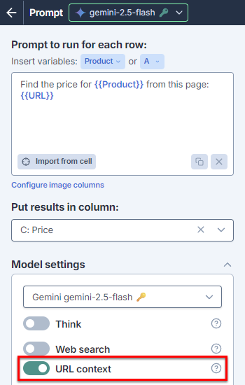 Gemini URL context