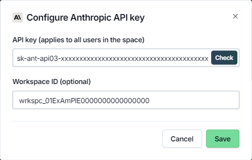 Defining a workspace ID for an Anthropic API key in the GPT for Work dashboard
