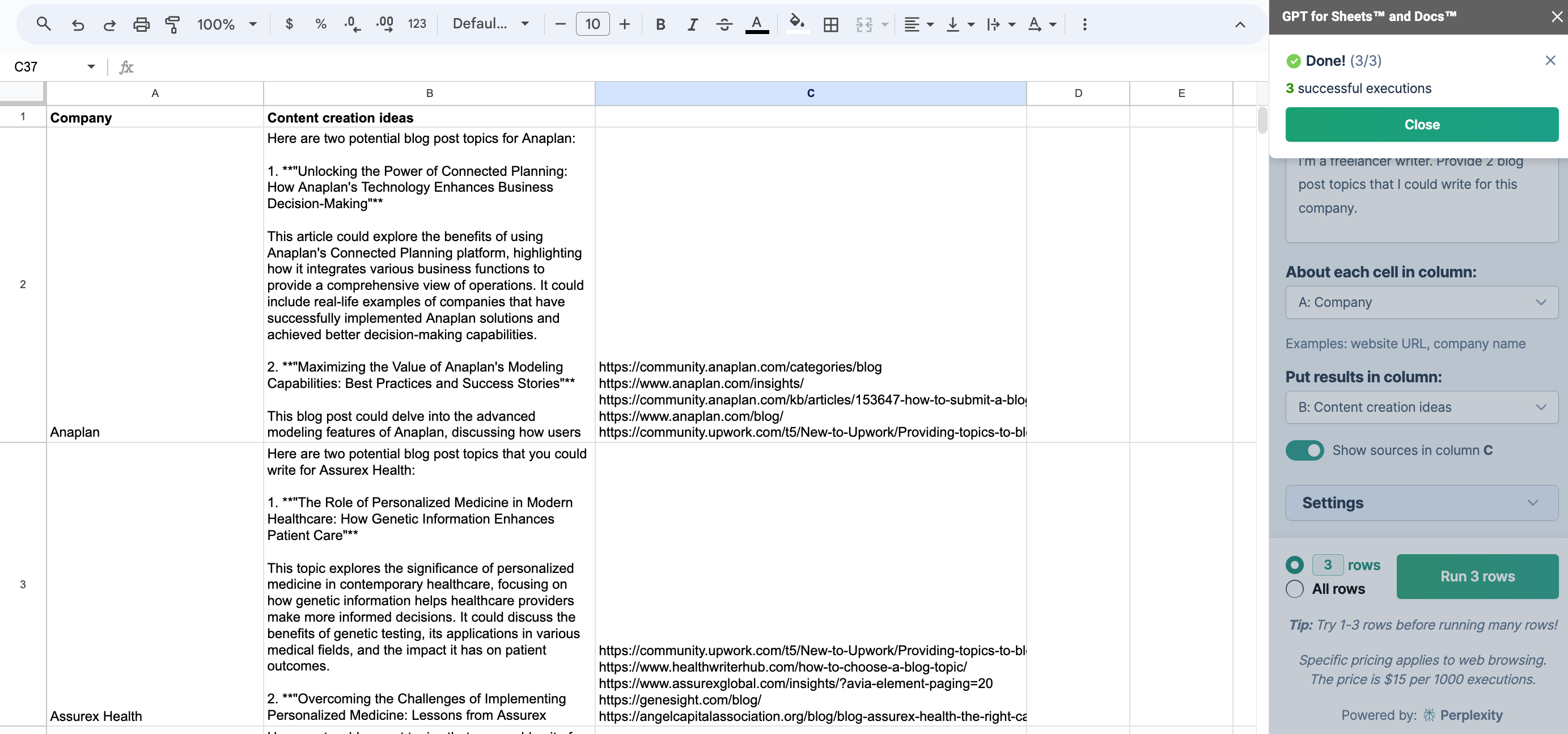 Search the web bulk tool in GPT for Sheets
