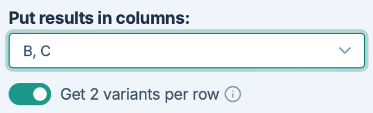 Get 2 variants per row option in bulk tools
