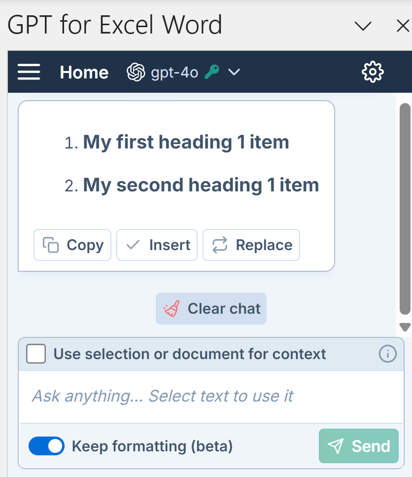 Word document with headings inside lists