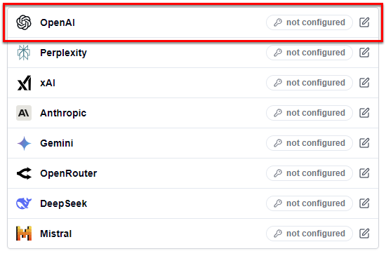 Select the AI provider
