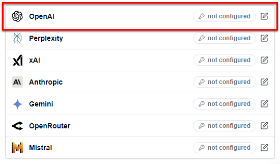 Select the AI provider