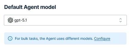 Select the default Agent model