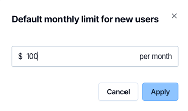 Apply the default monthly limit for new users