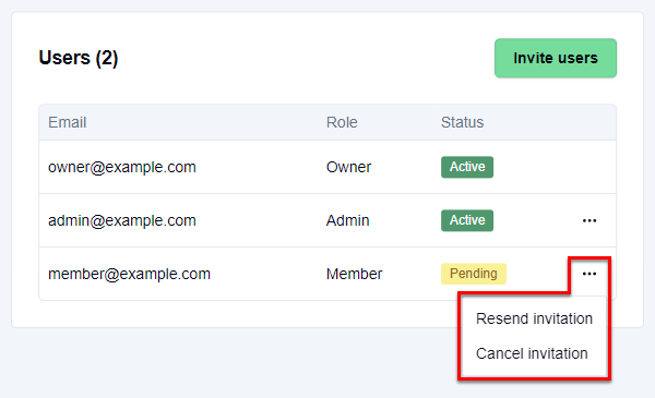 Pending user invitation
