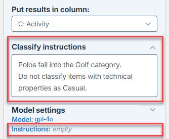Set instructions