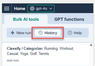 Bulk AI tool History