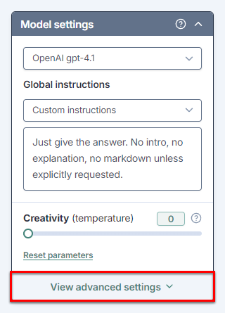 View advanced settings
