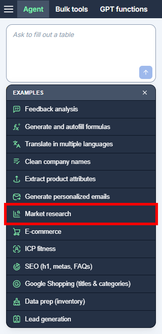 Selecting a built-in Agent example