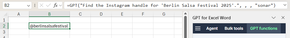 Result web search functions using parameter