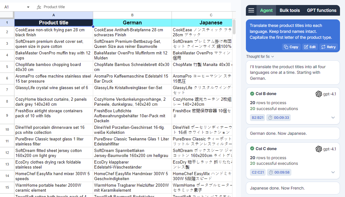 Use the Agent to translate content into multiple languages