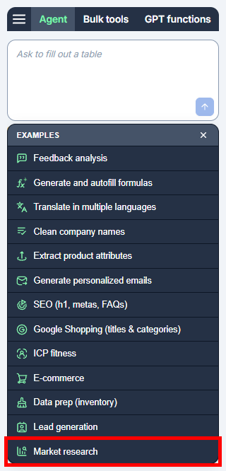 Selecting a built-in Agent example