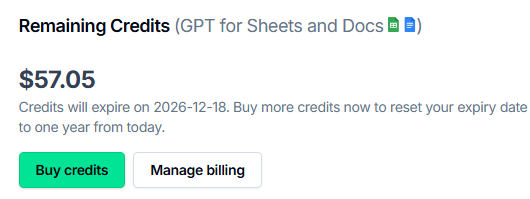 Buy credits button in the Remaining credits section