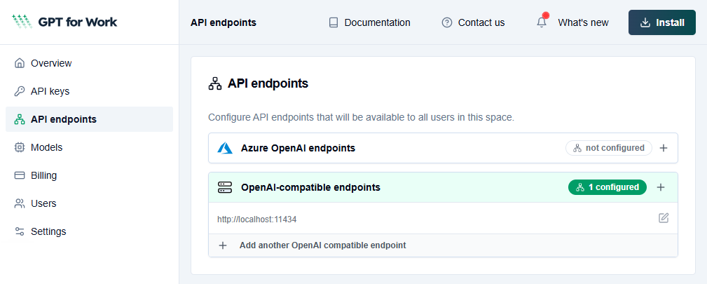 Space API endpoints