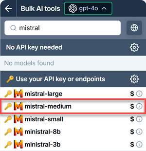 Mistral Medium in GPT for Sheets, Excel, and Word