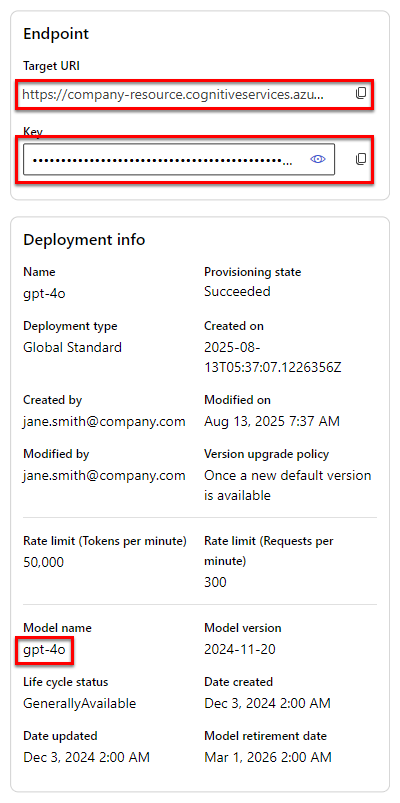 Copy the endpoint details