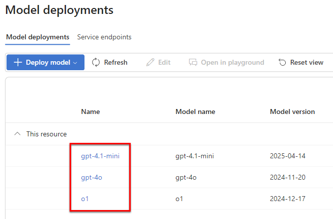 Select the deployed model